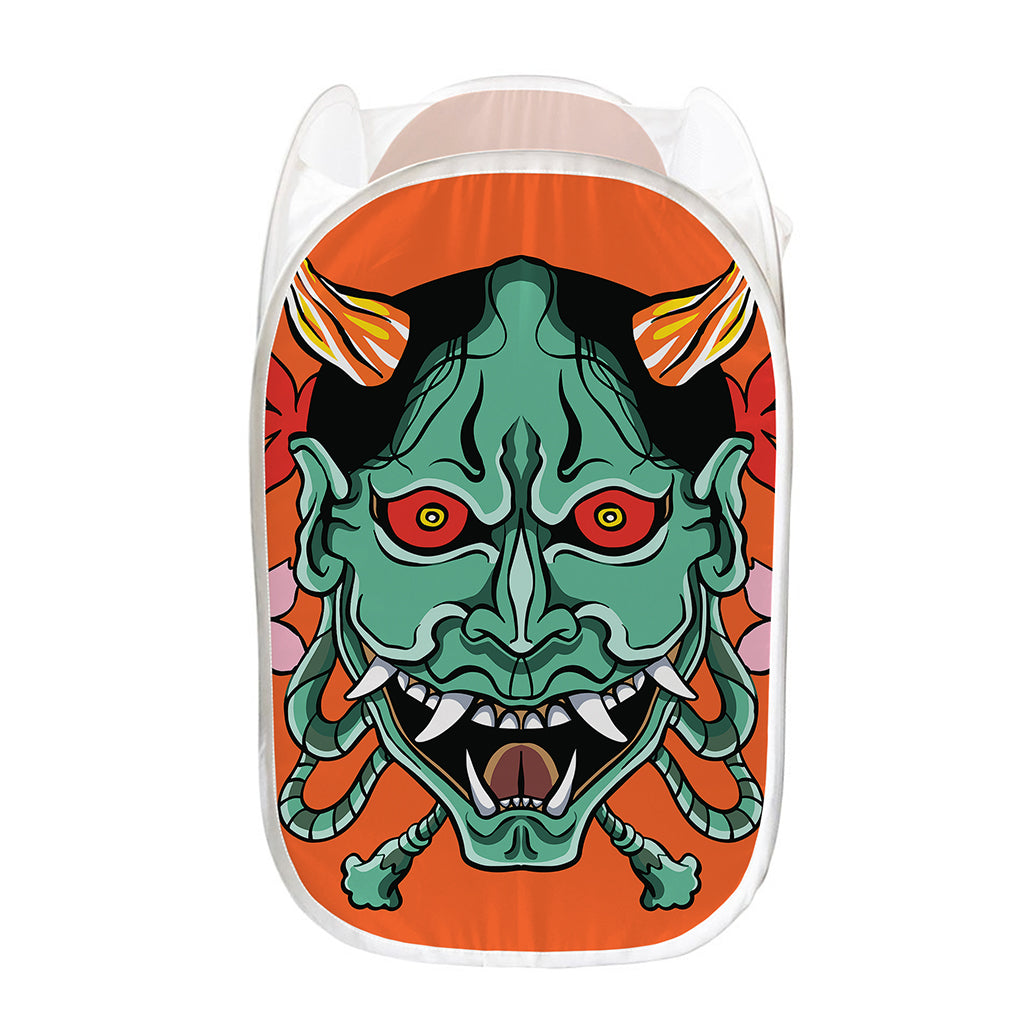 Japanese Demon Print Mesh Laundry Hamper