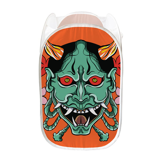 Japanese Demon Print Mesh Laundry Hamper