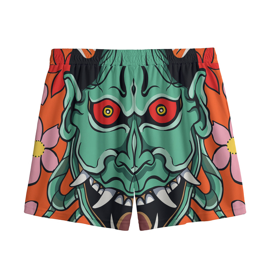 Japanese Demon Print Mesh Shorts