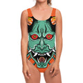 Japanese Demon Print One Piece Swimsuit