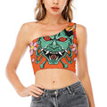 Japanese Demon Print One Shoulder Crop Top