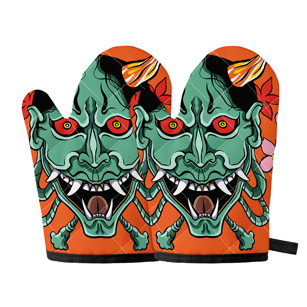 Japanese Demon Print Oven Mitts