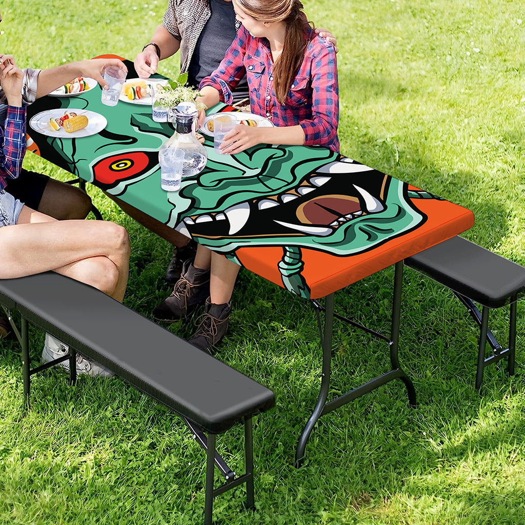 Japanese Demon Print Picnic Table Cover