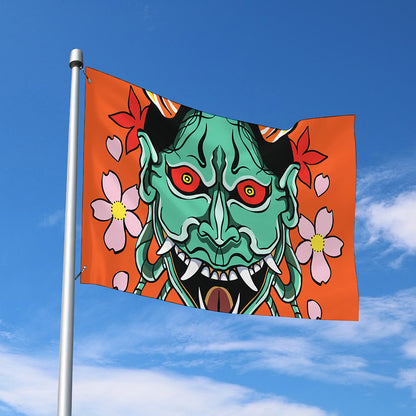 Japanese Demon Print Polyester Flag