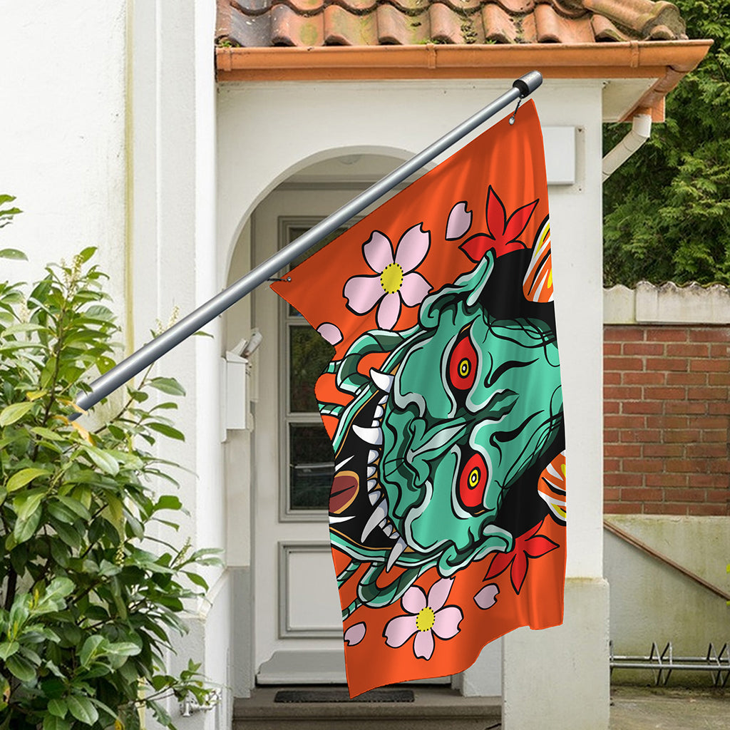 Japanese Demon Print Polyester Flag