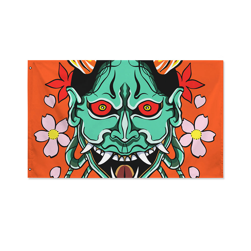 Japanese Demon Print Polyester Flag