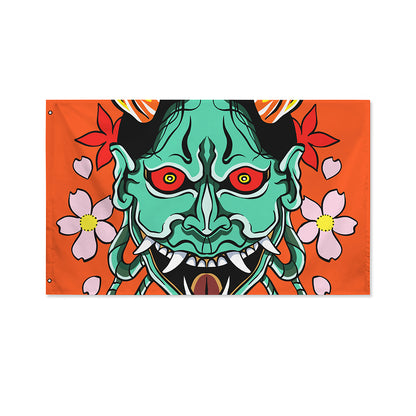 Japanese Demon Print Polyester Flag