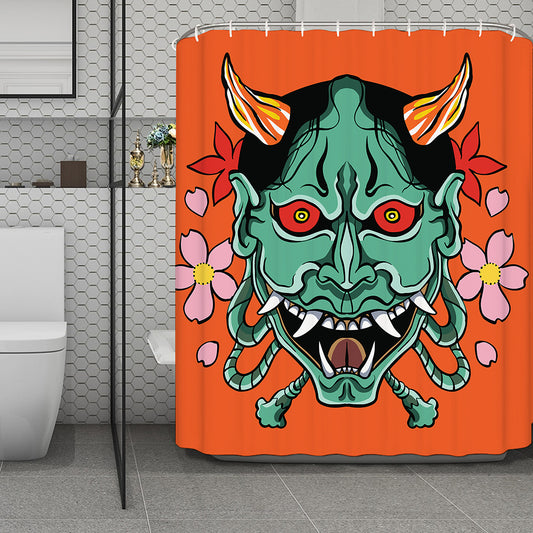 Japanese Demon Print Polyester Shower Curtain