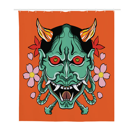 Japanese Demon Print Polyester Shower Curtain