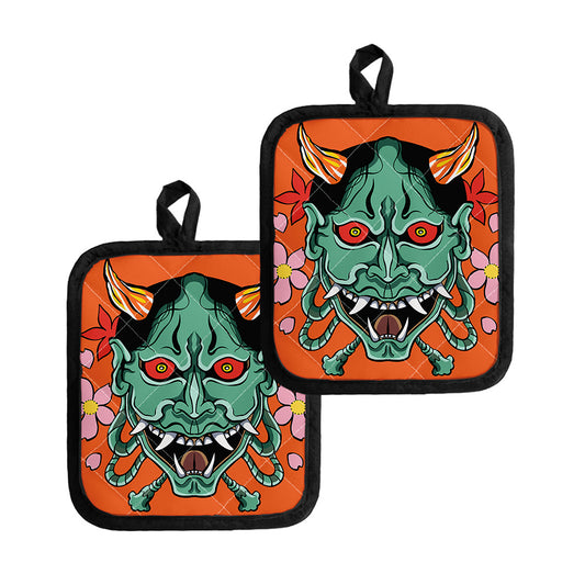 Japanese Demon Print Pot Holders