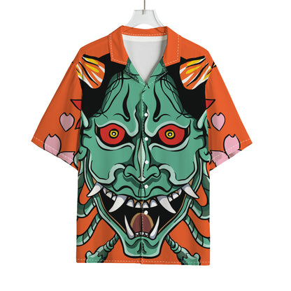 Japanese Demon Print Rayon Hawaiian Shirt