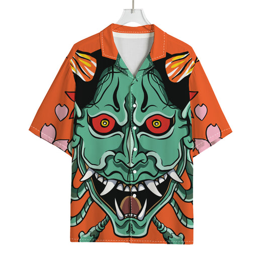 Japanese Demon Print Rayon Hawaiian Shirt