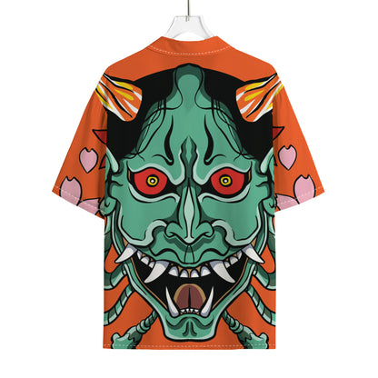 Japanese Demon Print Rayon Hawaiian Shirt