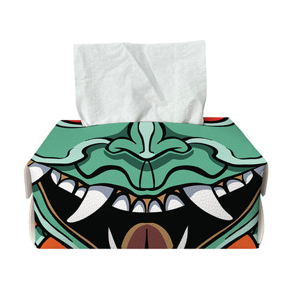 Japanese Demon Print Rectangle Tissue Box Cover