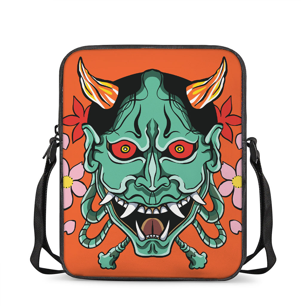 Japanese Demon Print Rectangular Crossbody Bag