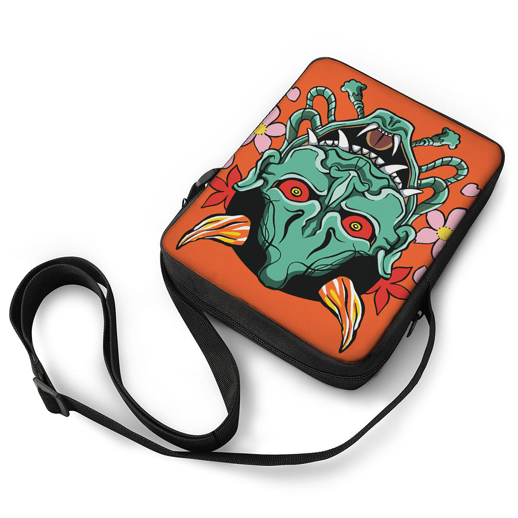 Japanese Demon Print Rectangular Crossbody Bag