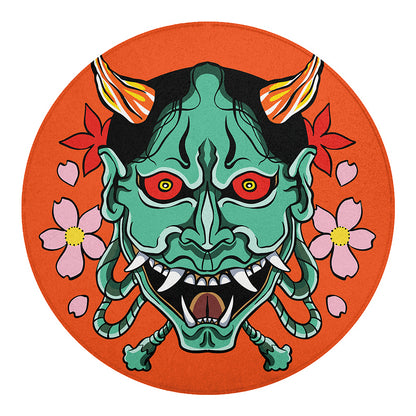 Japanese Demon Print Round Blanket