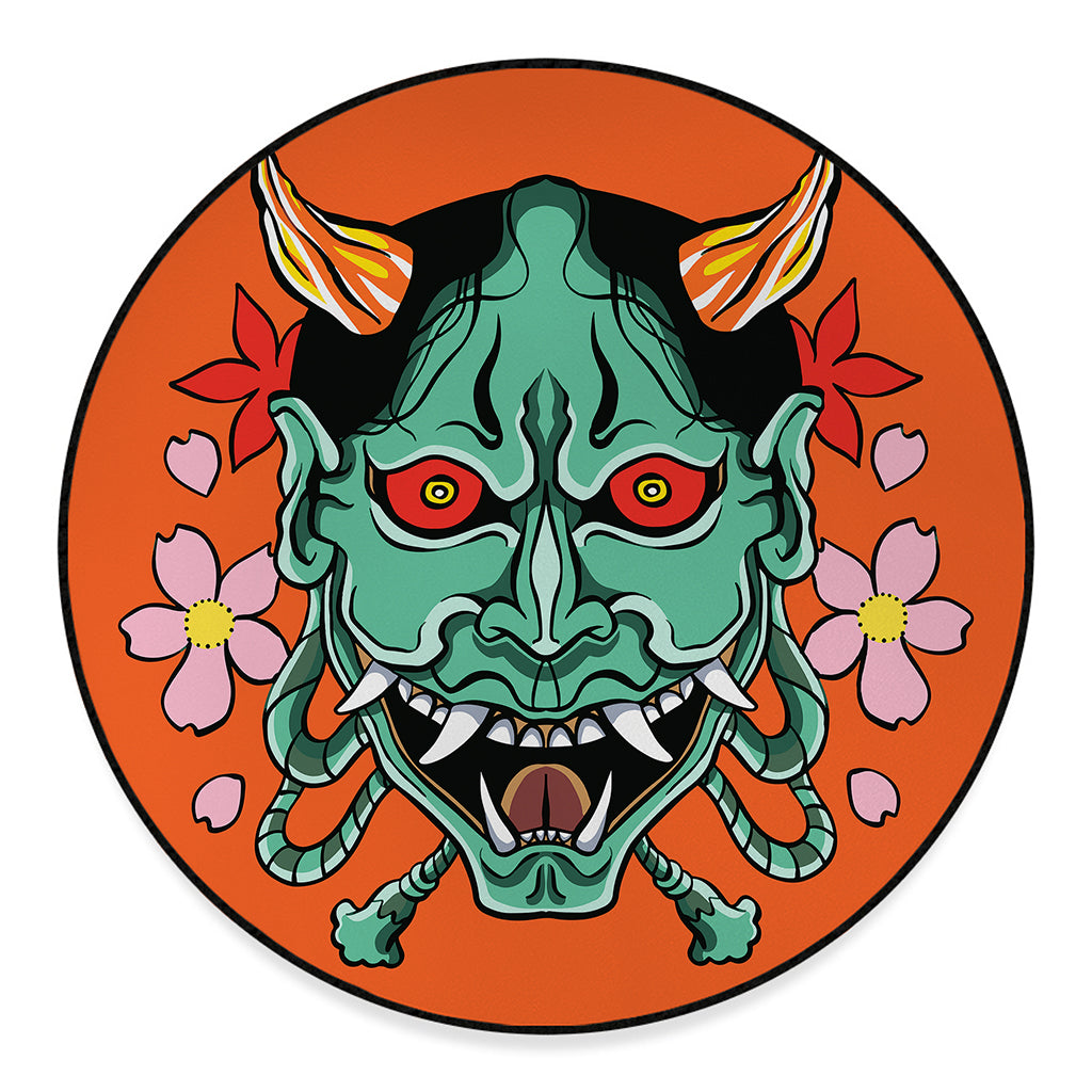 Japanese Demon Print Round Floor Mat