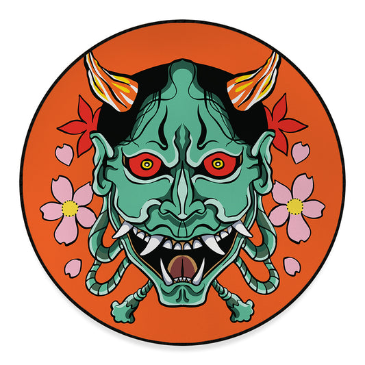Japanese Demon Print Round Floor Mat