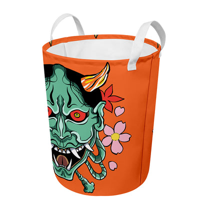 Japanese Demon Print Round Laundry Basket