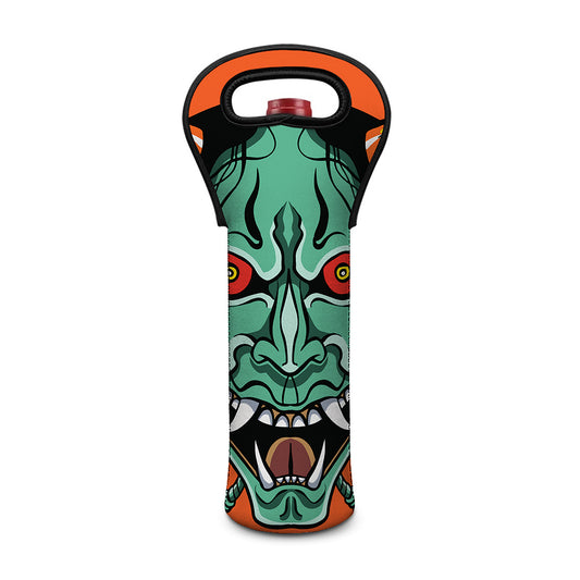 Japanese Demon Print Single Neoprene Wine Tote