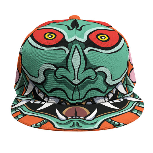 Japanese Demon Print Snapback Cap