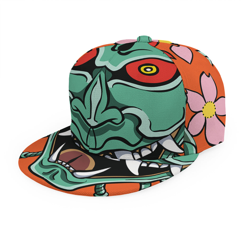 Japanese Demon Print Snapback Cap