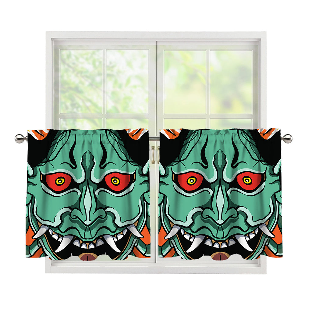 Japanese Demon Print Tier Curtains