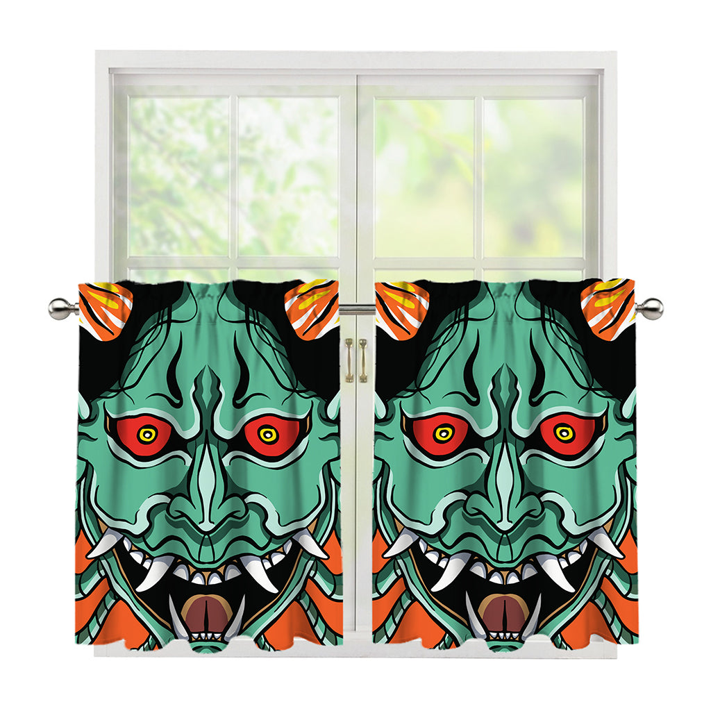 Japanese Demon Print Tier Curtains
