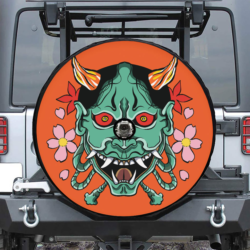 Japanese Demon Print Tire Cover With Camera Hole