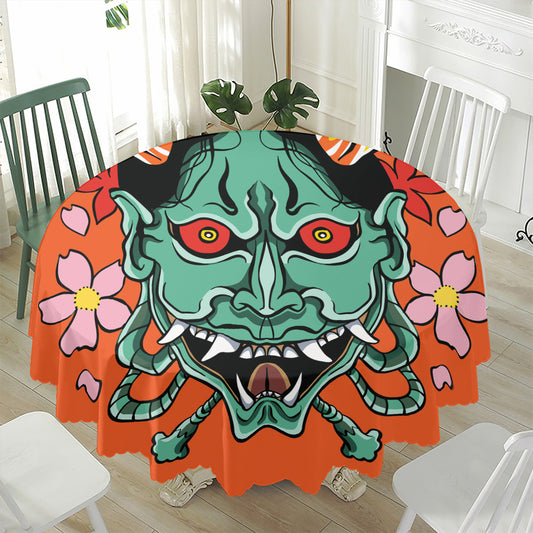 Japanese Demon Print Waterproof Round Tablecloth