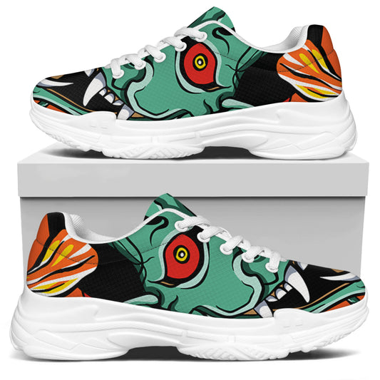 Japanese Demon Print White Chunky Shoes