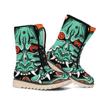 Japanese Demon Print Winter Boots