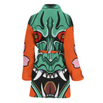 Japanese Demon Print Women's Bathrobe