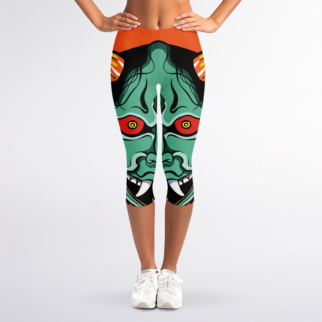 Japanese Demon Print Women's Capri Leggings