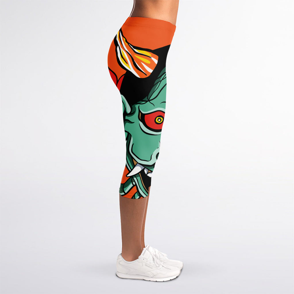 Japanese Demon Print Women's Capri Leggings