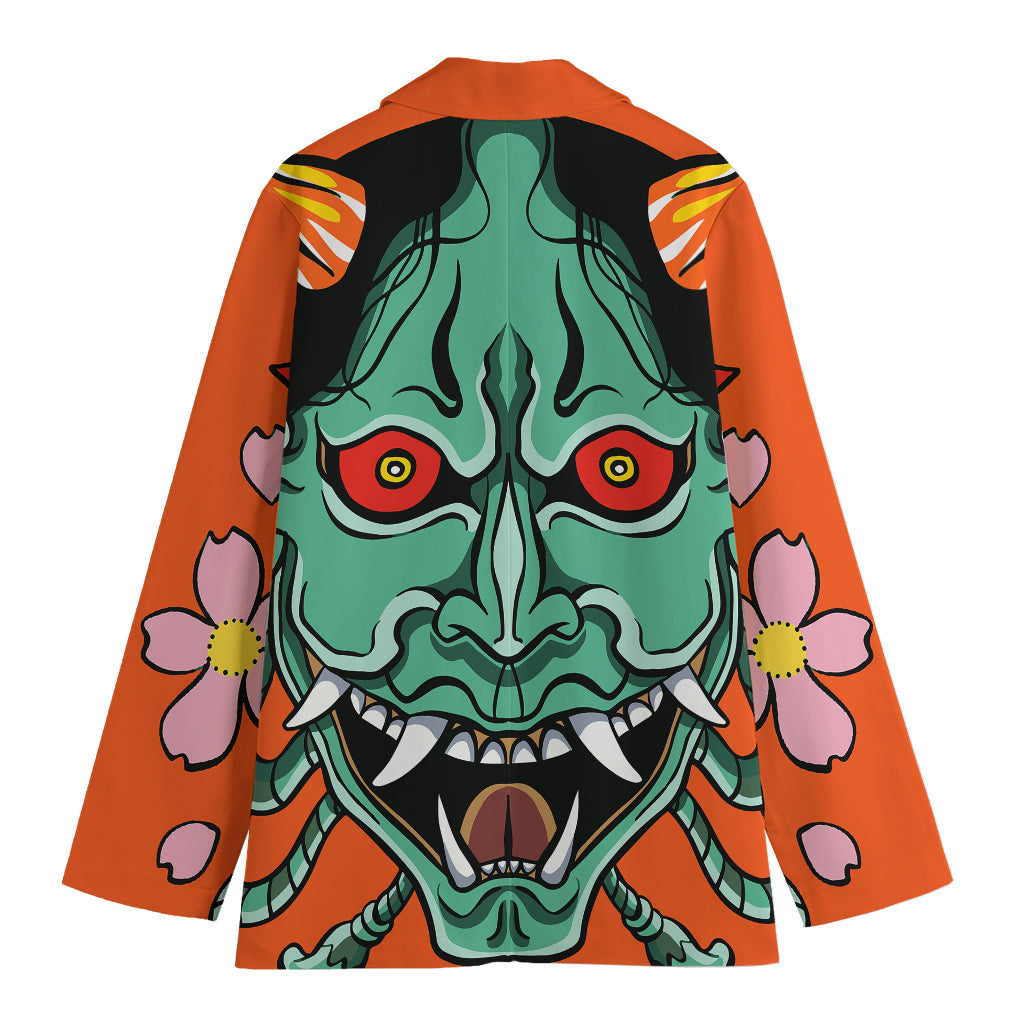 Japanese Demon Print Women's Cotton Blazer