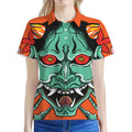 Japanese Demon Print Women's Polo Shirt