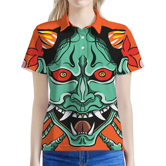Japanese Demon Print Women's Polo Shirt