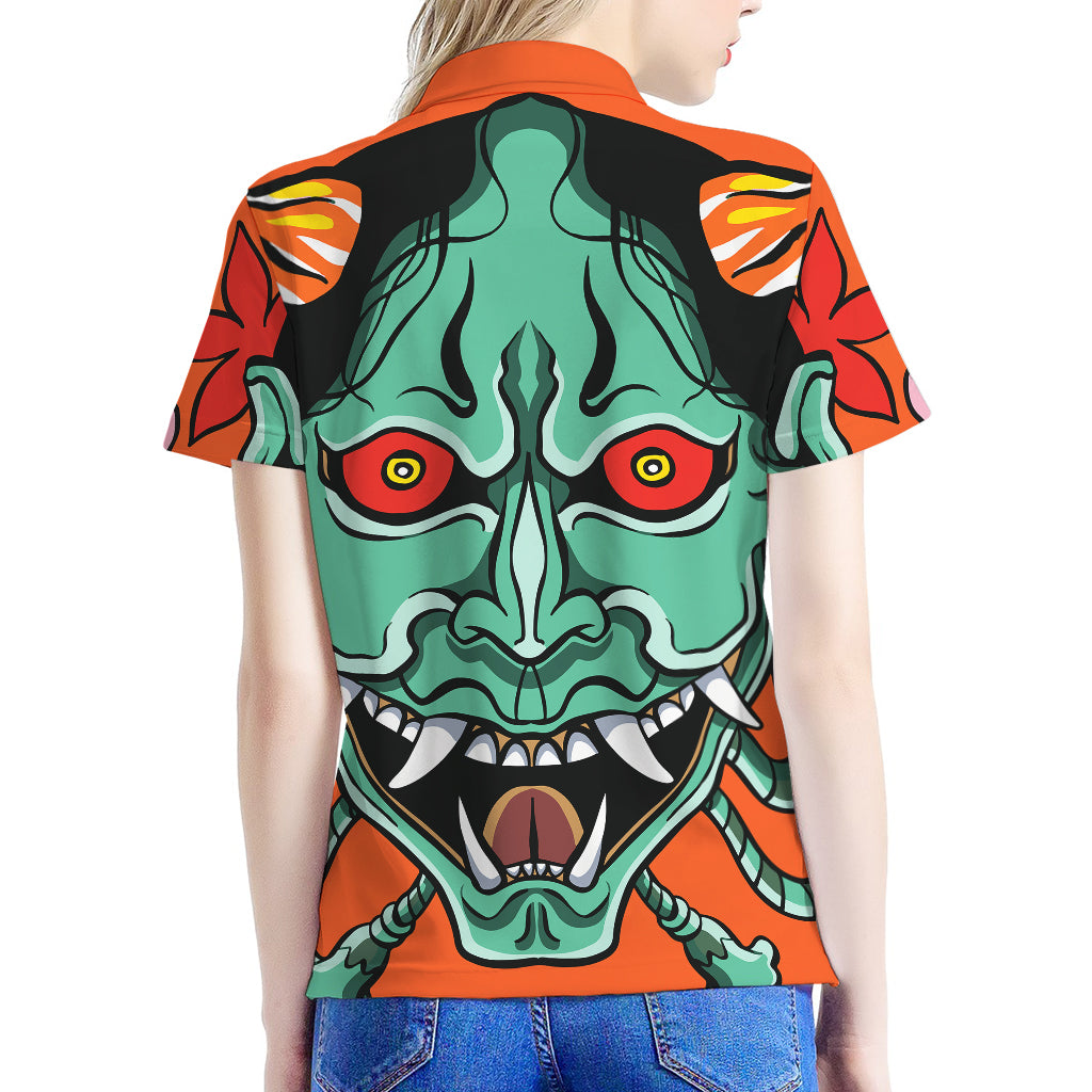 Japanese Demon Print Women's Polo Shirt