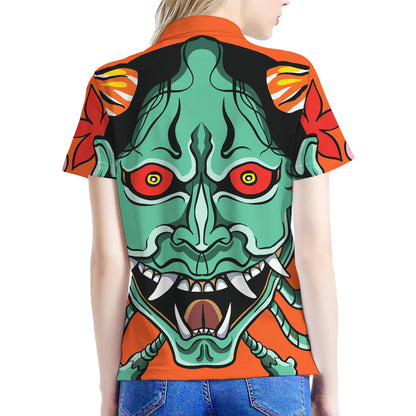 Japanese Demon Print Women's Polo Shirt