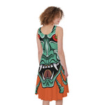 Japanese Demon Print Women's Sleeveless Dress