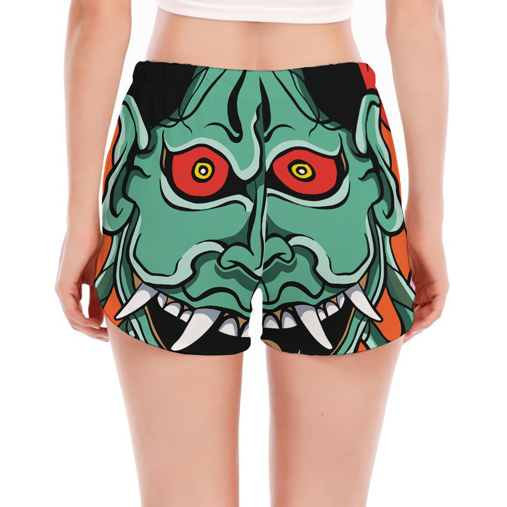 Japanese Demon Print Women's Split Running Shorts