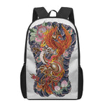 Japanese Dragon And Phoenix Tattoo Print 17 Inch Backpack