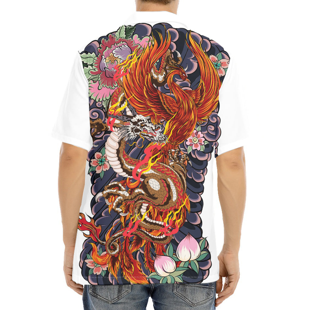 Japanese Dragon And Phoenix Tattoo Print Aloha Shirt