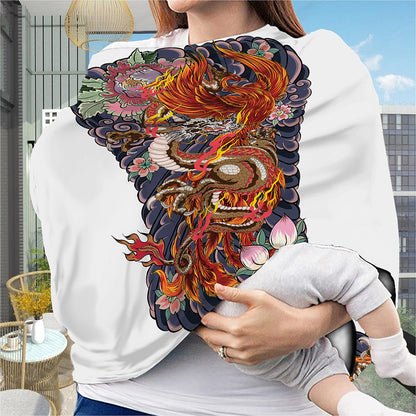 Japanese Dragon And Phoenix Tattoo Print Baby Seat Cover
