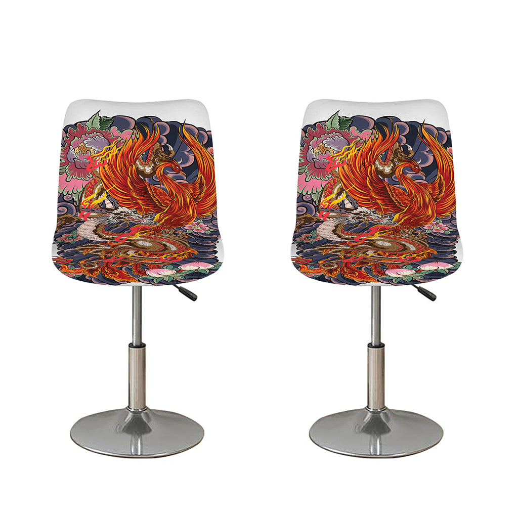 Japanese Dragon And Phoenix Tattoo Print Bar Stool Covers