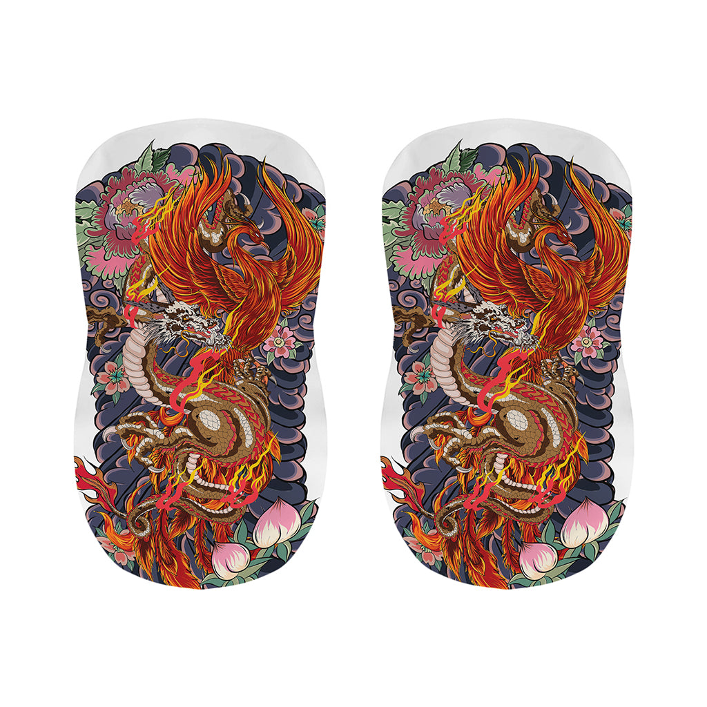 Japanese Dragon And Phoenix Tattoo Print Bar Stool Covers