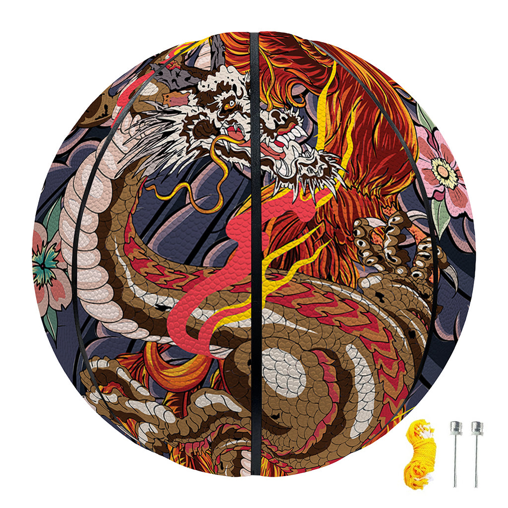 Japanese Dragon And Phoenix Tattoo Print Basketball