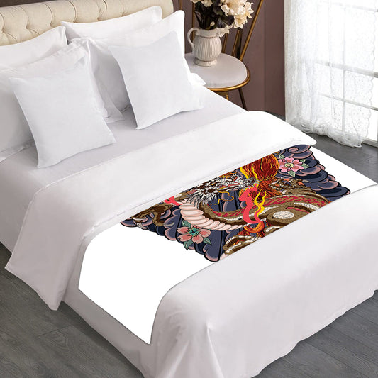 Japanese Dragon And Phoenix Tattoo Print Bed Runner